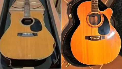 Nick Brine A smashed guitar broken by Oasis frontman Liam Gallagher and the guitar Liam's bandmate brother Noel gave him by way of an apology