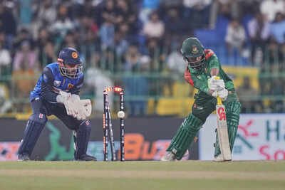 From 100/1 to 105/8! Bangladesh suffer dramatic collapse under lights as Sri Lanka seal stunning 77-run victory