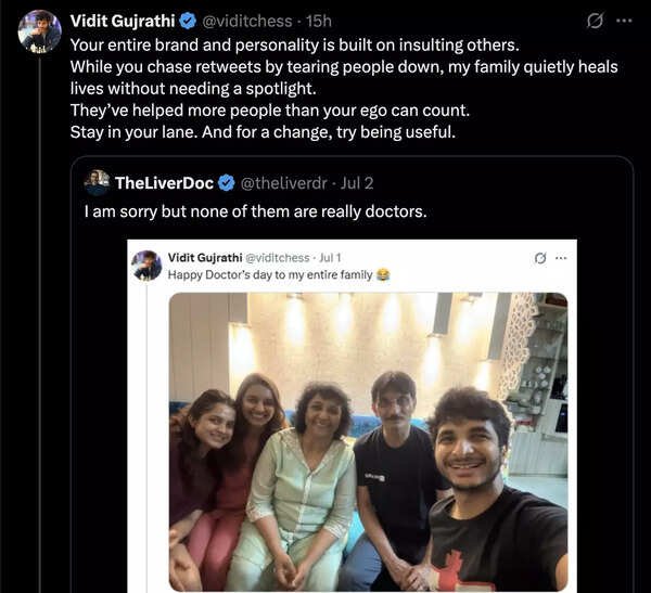 Social media post by Vidit Gujrathi on X. Vidit Gujrathi
