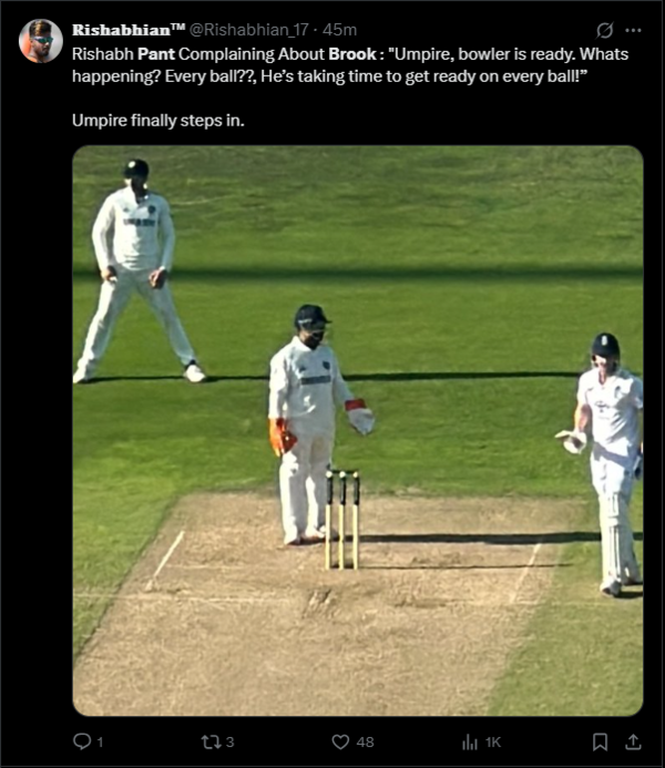 Rishabh Pant's reaction (Image via X) Rishabh Pant
